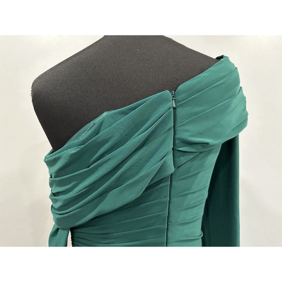 Mac Duggal 12231 One Shoulder Beaded Cuff Dress Emerald Green Size 6 NWOT - Picture 6 of 8